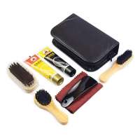 Shoe care kit with PU leather pouch and 3pcs brushes