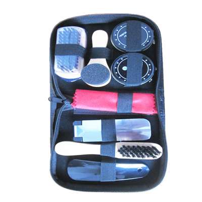 Amazon Shoe Shine Kit for Men - Shoe Polishing Kit | Shoe Care Kit | Black & Neutral Travel Shoes Shine Brush Polish Kit Set