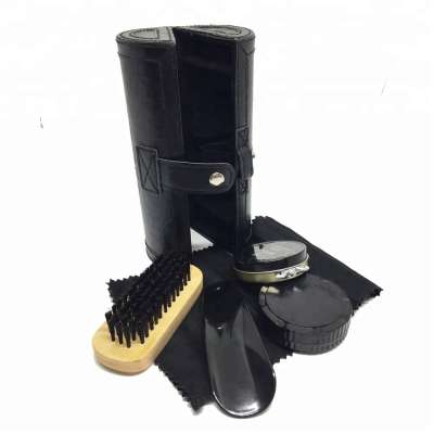 OEM Shine Polish Cleaning Brushes Set Kit Shoe Care kit Pu Leather Case Shoe Shine Kit