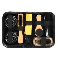 8 Pcs/Set Pro Shoes Care Kit Shoe Shine Box Bamboo Wooden  Cleaning Set Brush Shine Polishing Tool For Leather Shoes