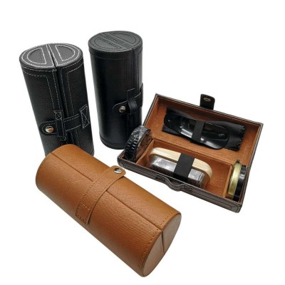 Promotional Own Brand High Quality Man Gift Hotel Home Outdoor Traveling Portable PU Leather Case Shoe Polish Shoe Care Set