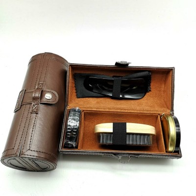 Professional Trendy Shoe Polish Cleaning Brushes Set Kit Shoe Care Kit Pu Leather Case Shoe Shine Kit